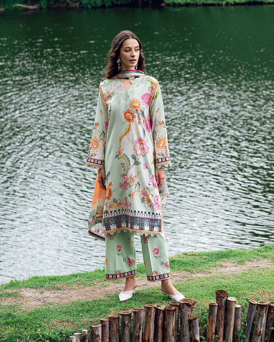 Roheenaz | Garden Veal Printed Lawn 25 | Crimson Whisper - Official Roheenaz stockist in UK - Sakeena London