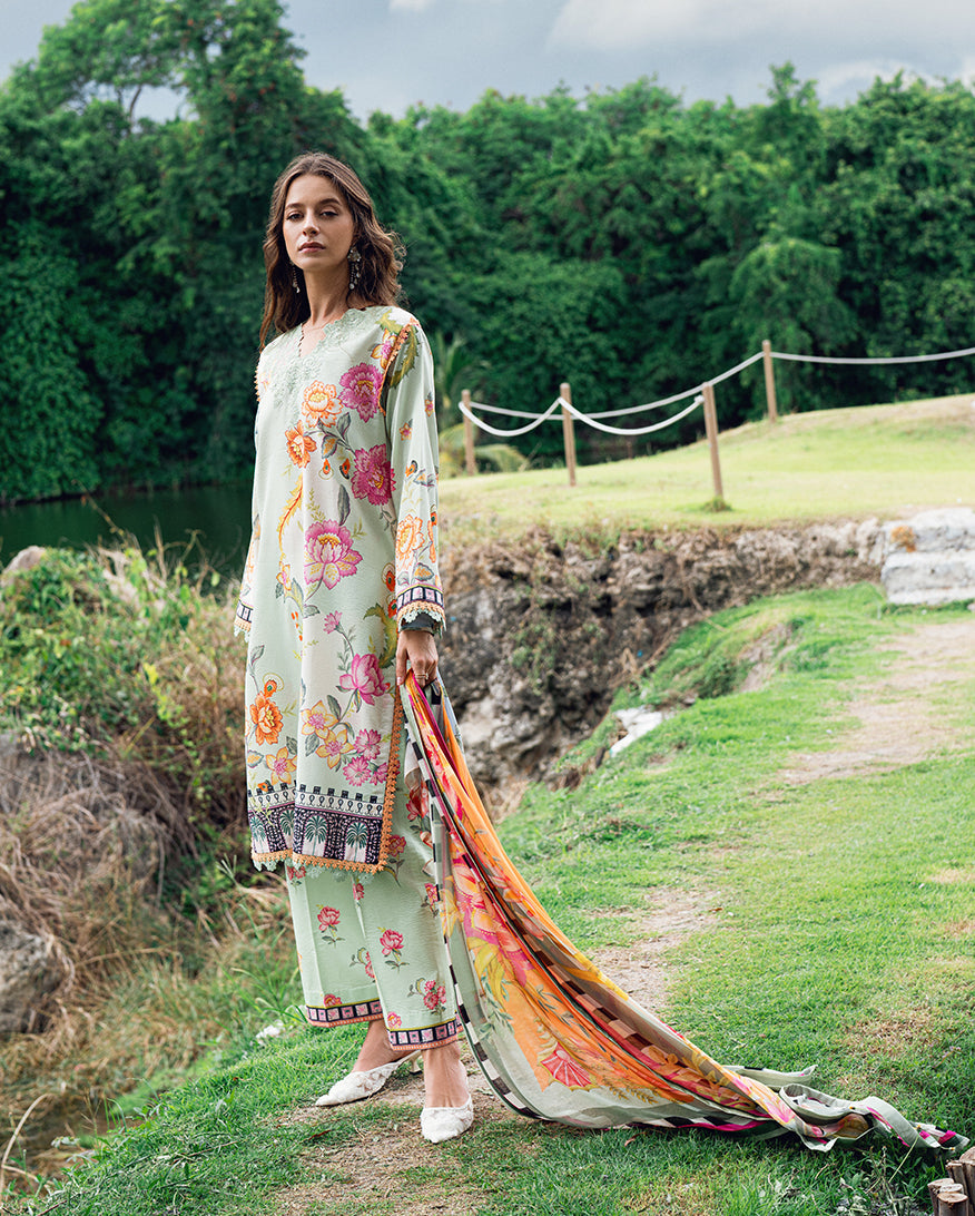 Roheenaz | Garden Veal Printed Lawn 25 | Crimson Whisper - Official Roheenaz stockist in UK - Sakeena London