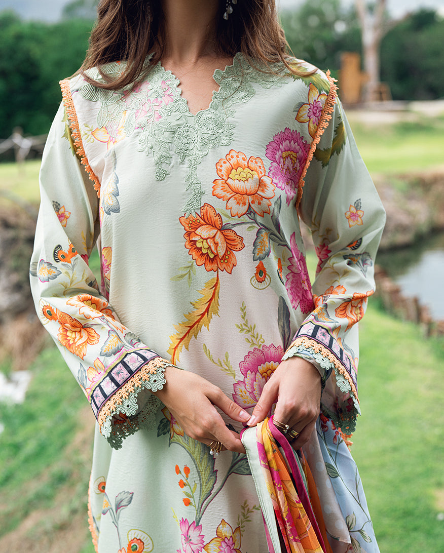 Roheenaz | Garden Veal Printed Lawn 25 | Crimson Whisper - Official Roheenaz stockist in UK - Sakeena London