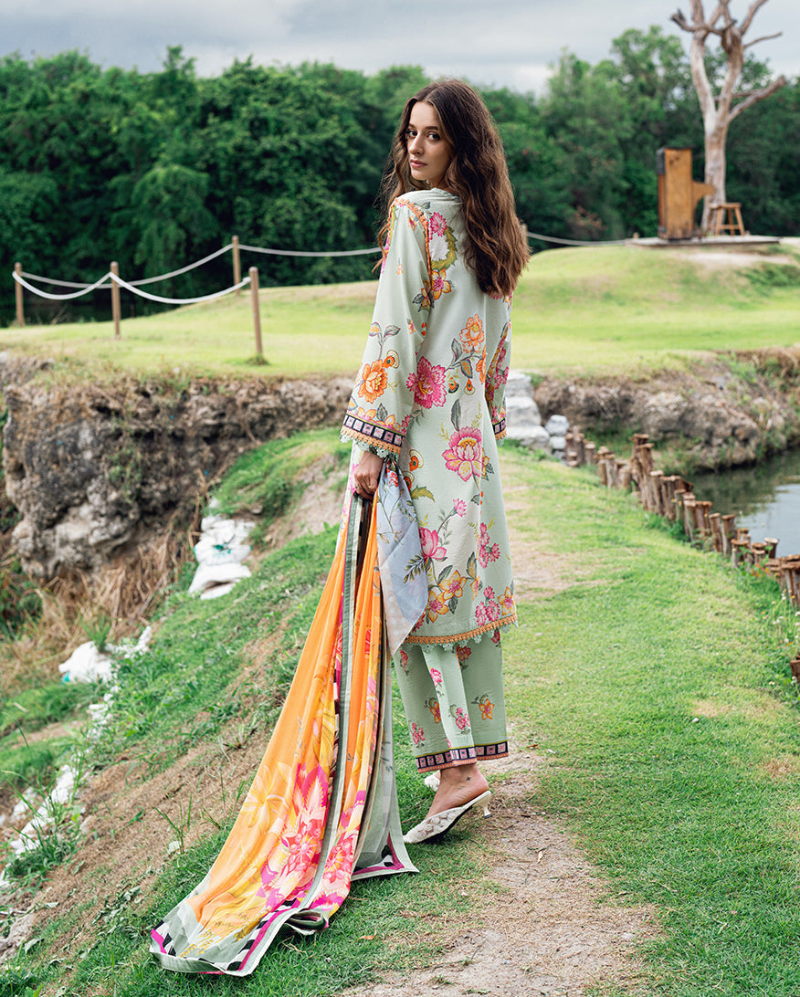 Roheenaz | Garden Veal Printed Lawn 25 | Crimson Whisper - Official Roheenaz stockist in UK - Sakeena London