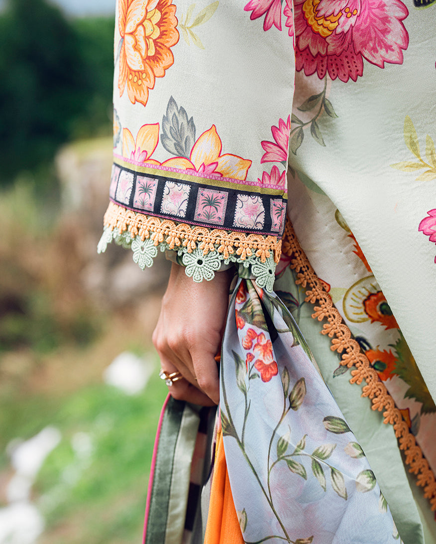 Roheenaz | Garden Veal Printed Lawn 25 | Crimson Whisper - Official Roheenaz stockist in UK - Sakeena London