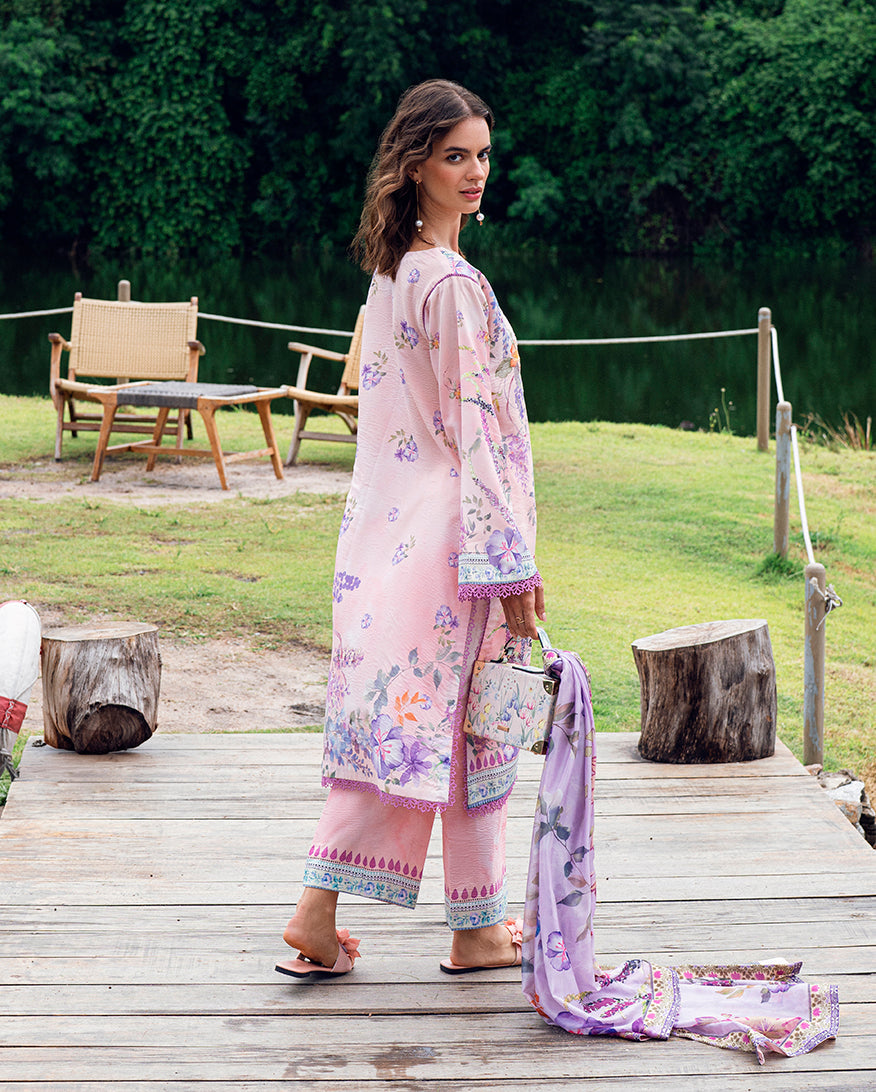 Roheenaz | Garden Veal Printed Lawn 25 |Lilac Dust - Official Roheenaz stockist in UK - Sakeena London