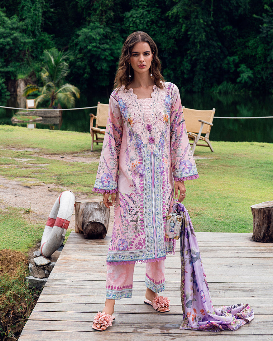 Roheenaz | Garden Veal Printed Lawn 25 |Lilac Dust - Official Roheenaz stockist in UK - Sakeena London