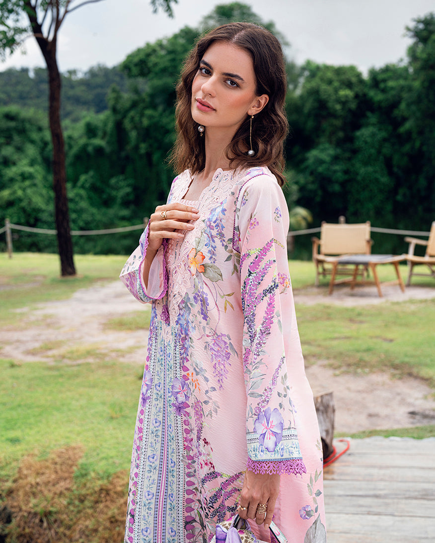 Roheenaz | Garden Veal Printed Lawn 25 |Lilac Dust - Official Roheenaz stockist in UK - Sakeena London