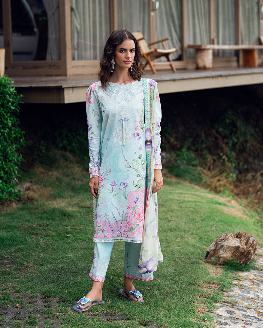 Roheenaz | Garden Veal Printed Lawn 25 | Twilight Fizz - Official Roheenaz stockist in UK - Sakeena London