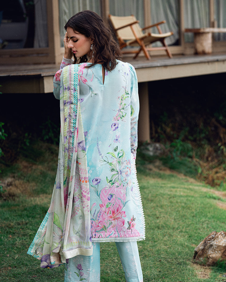 Roheenaz | Garden Veal Printed Lawn 25 | Twilight Fizz - Official Roheenaz stockist in UK - Sakeena London