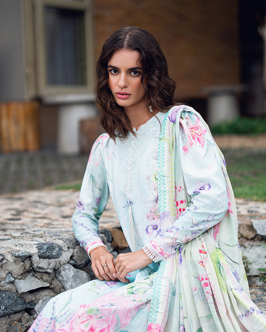 Roheenaz | Garden Veal Printed Lawn 25 | Twilight Fizz - Official Roheenaz stockist in UK - Sakeena London