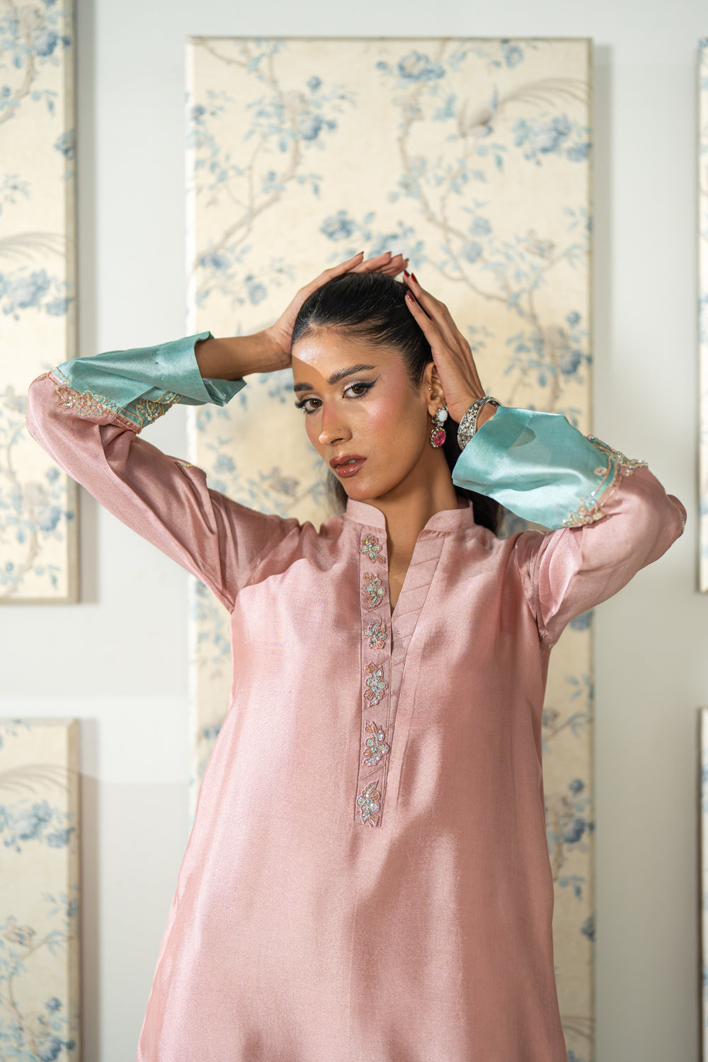 Wahaj M Khan | Lra Eid Collection 26 | Pink Ferozi Kaftan Suit