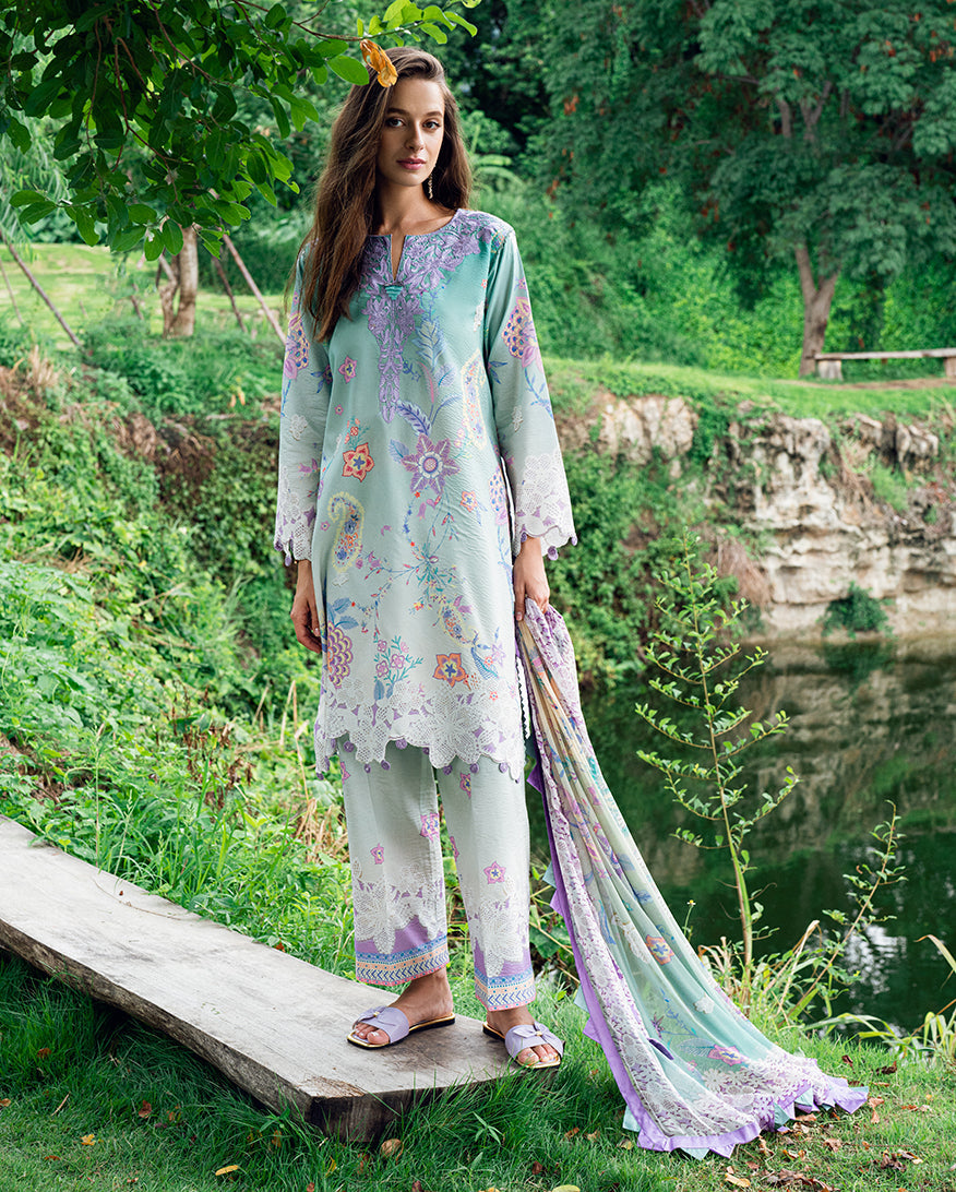 Roheenaz | Garden Veal Printed Lawn 25 | Jazmine Haze. - Official Roheenaz stockist in UK - Sakeena London