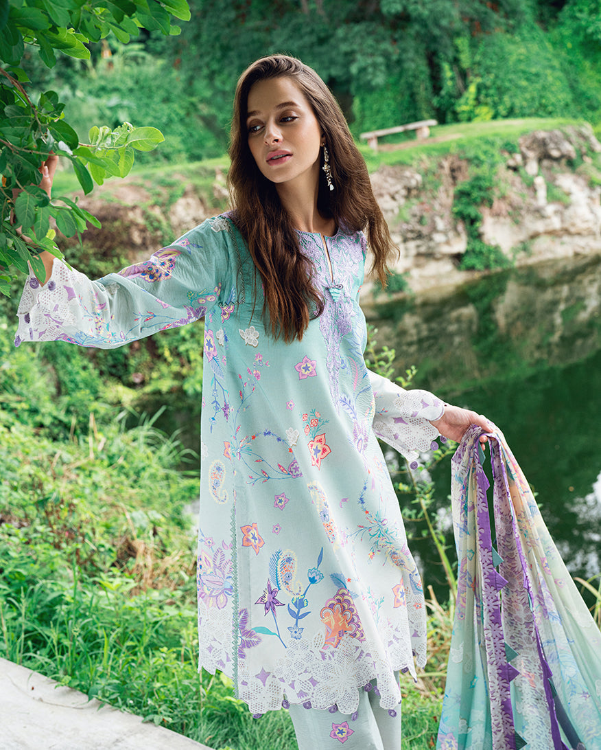 Roheenaz | Garden Veal Printed Lawn 25 | Jazmine Haze. - Official Roheenaz stockist in UK - Sakeena London