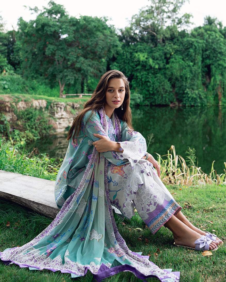 Roheenaz | Garden Veal Printed Lawn 25 | Jazmine Haze. - Official Roheenaz stockist in UK - Sakeena London