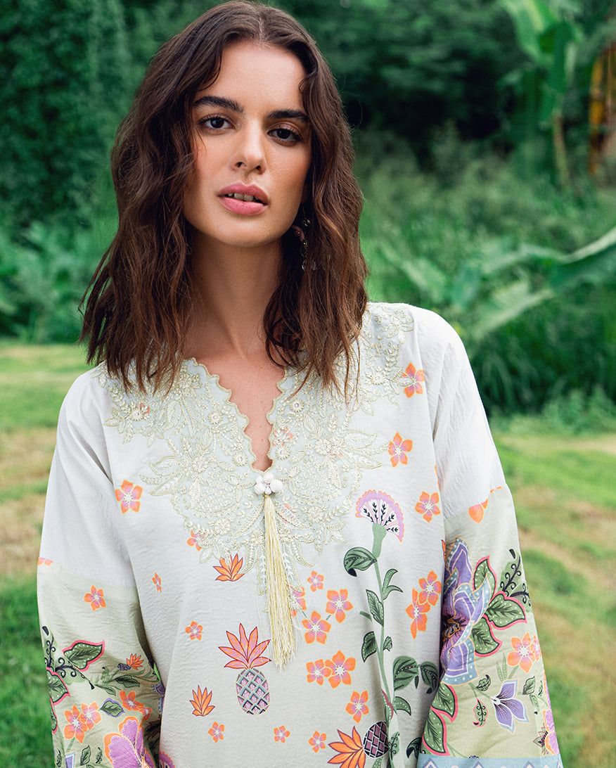 Roheenaz | Garden Veal Printed Lawn 25 | Melon Muse - Official Roheenaz stockist in UK - Sakeena London