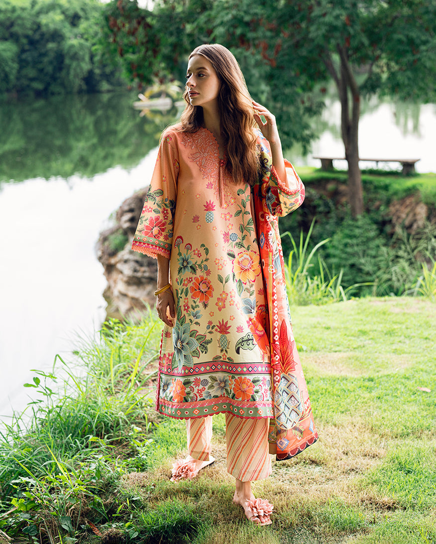 Roheenaz | Garden Veal Printed Lawn 25 | Petal Glaze - Official Roheenaz stockist in UK - Sakeena London