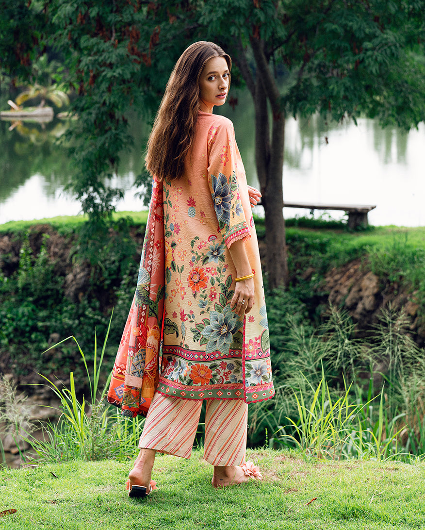 Roheenaz | Garden Veal Printed Lawn 25 | Petal Glaze - Official Roheenaz stockist in UK - Sakeena London