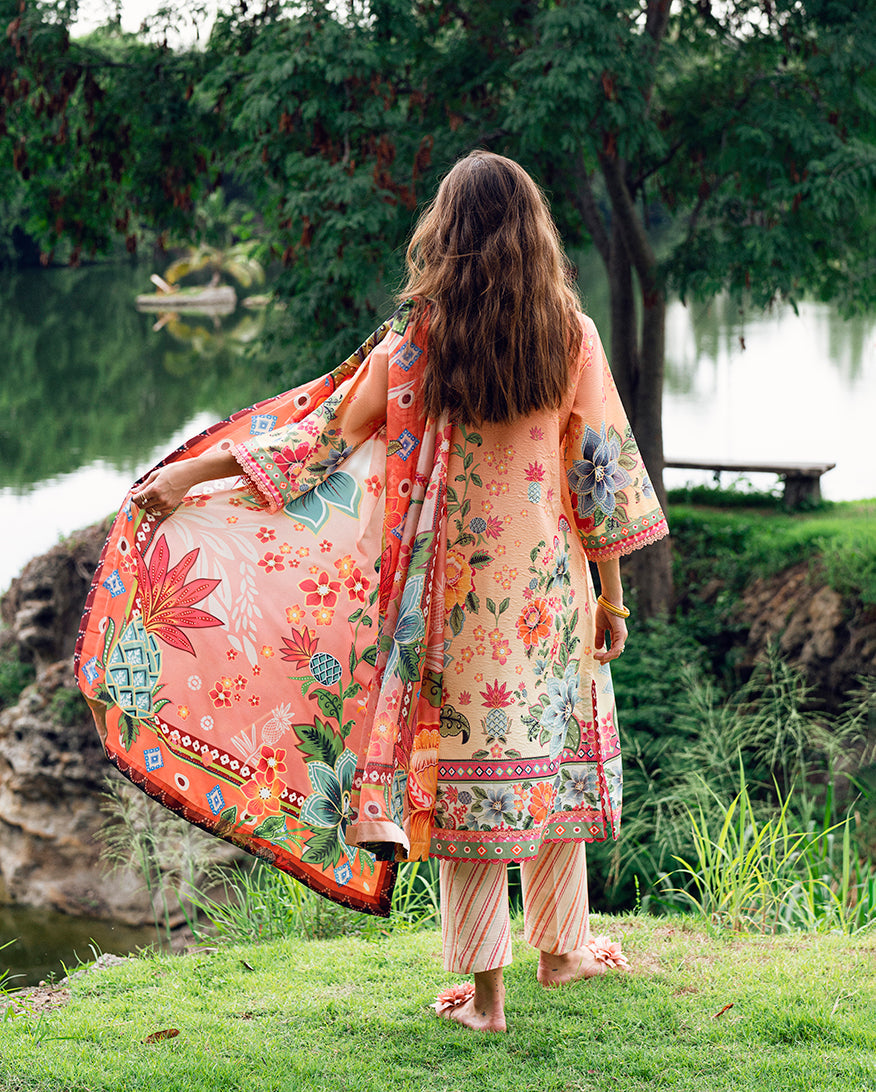 Roheenaz | Garden Veal Printed Lawn 25 | Petal Glaze - Official Roheenaz stockist in UK - Sakeena London