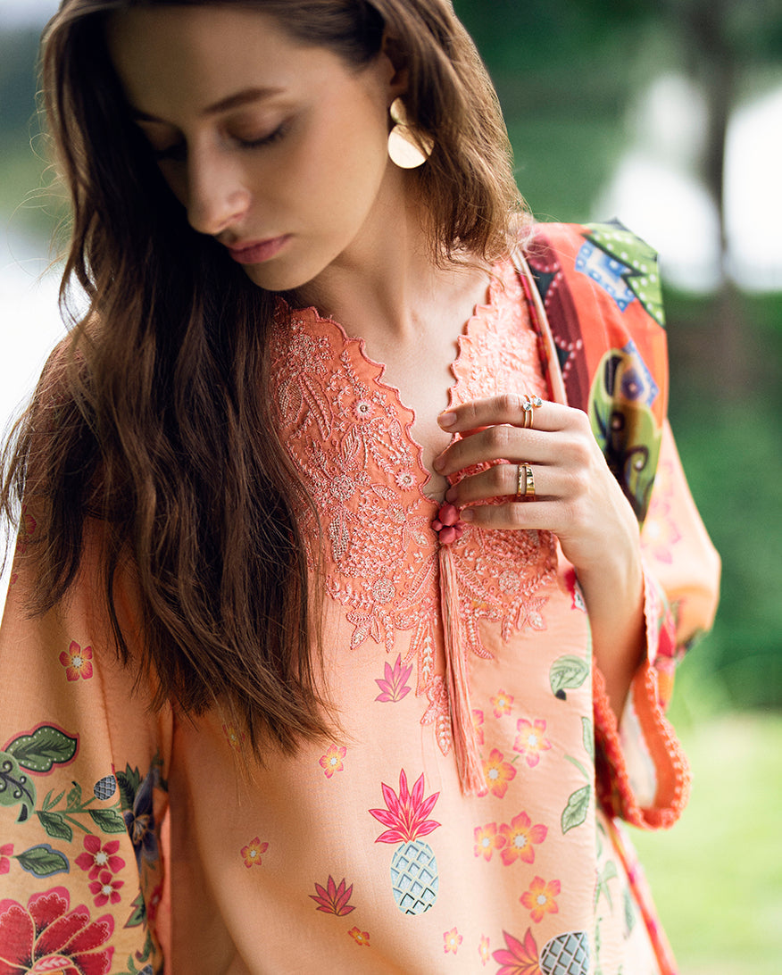 Roheenaz | Garden Veal Printed Lawn 25 | Petal Glaze - Official Roheenaz stockist in UK - Sakeena London