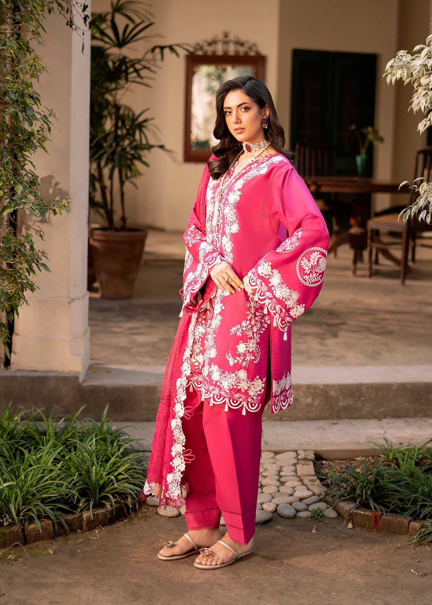 Fozia Khalid | Blossom Festive Lawn 25 | Peonies - Official Fozia Khalid stockist in UK - Sakeena London