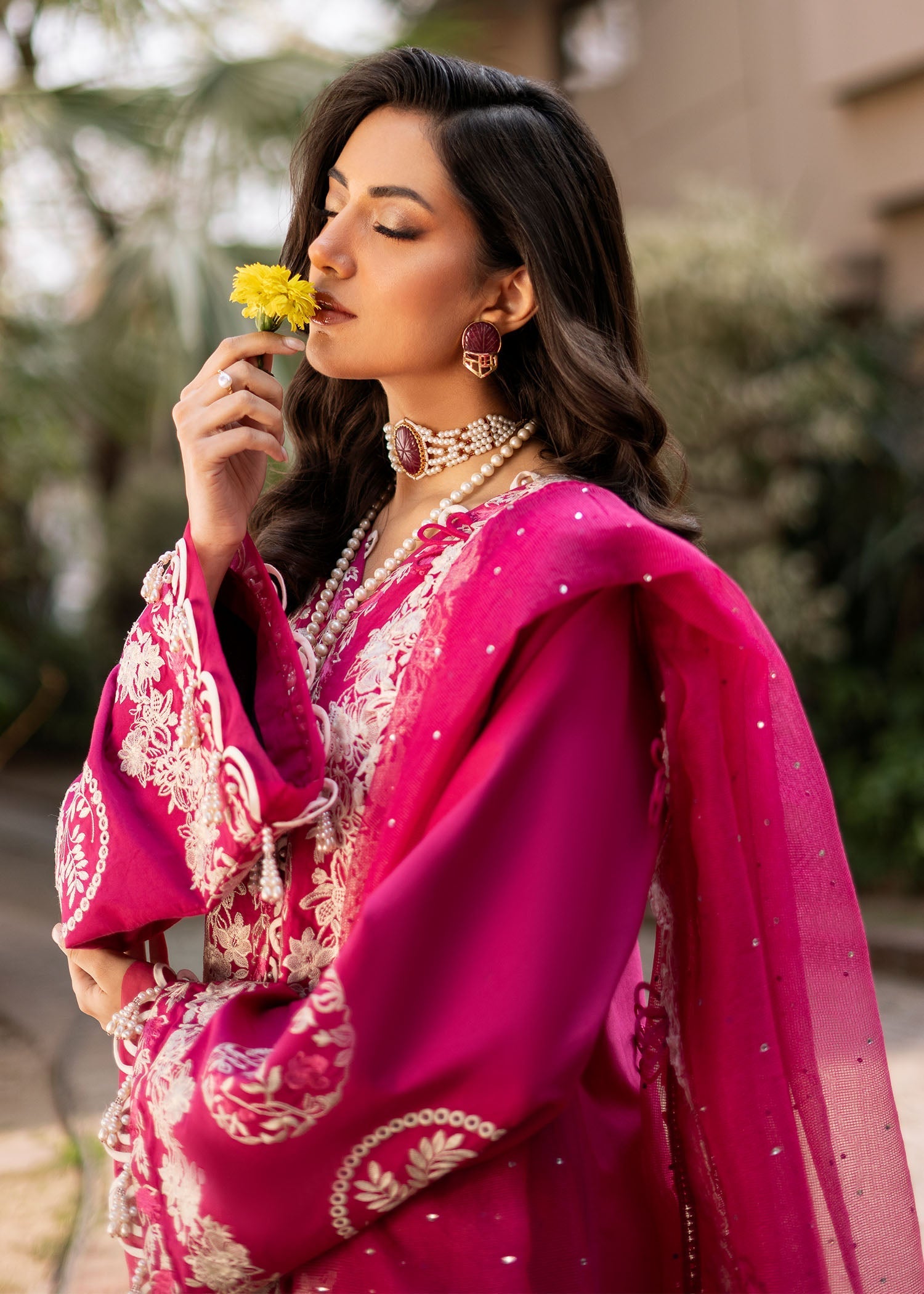 Fozia Khalid | Blossom Festive Lawn 25 | Peonies - Official Fozia Khalid stockist in UK - Sakeena London
