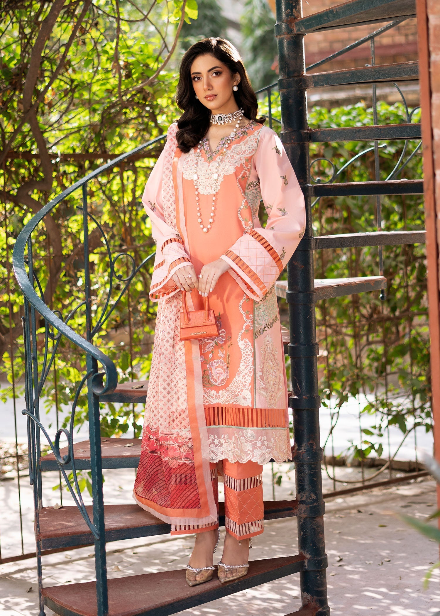 Fozia Khalid | Blossom Festive Lawn 25 | Zinnia - Official Fozia Khalid stockist in UK - Sakeena London