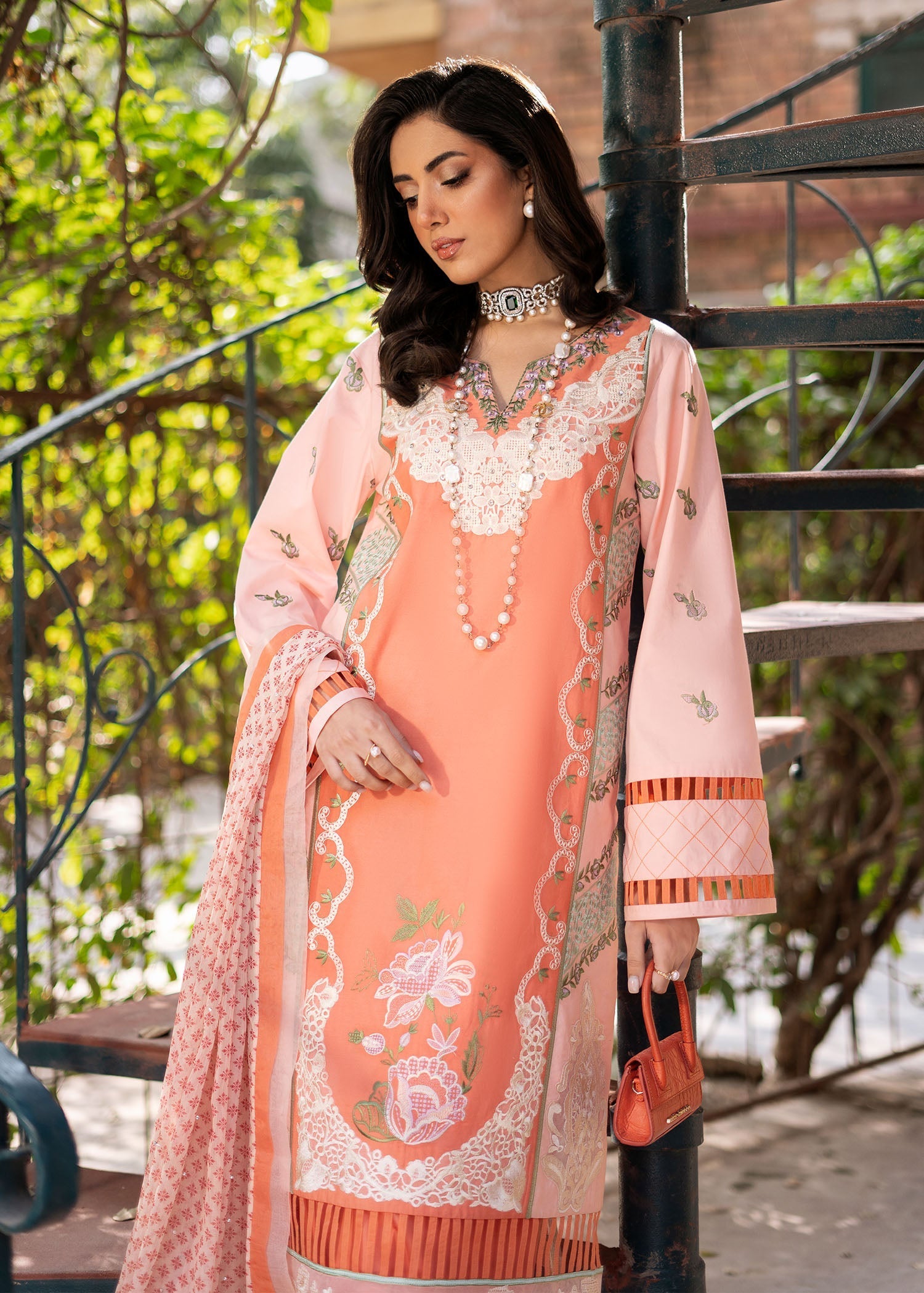 Fozia Khalid | Blossom Festive Lawn 25 | Zinnia - Official Fozia Khalid stockist in UK - Sakeena London