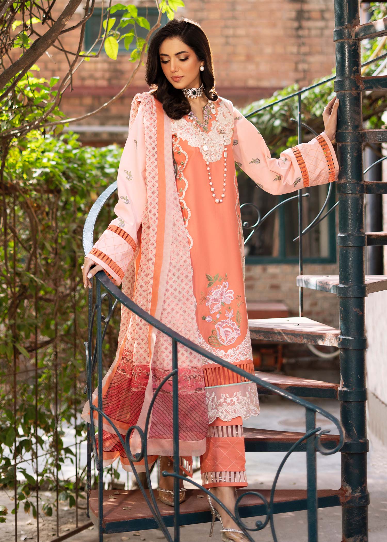 Fozia Khalid | Blossom Festive Lawn 25 | Zinnia - Official Fozia Khalid stockist in UK - Sakeena London