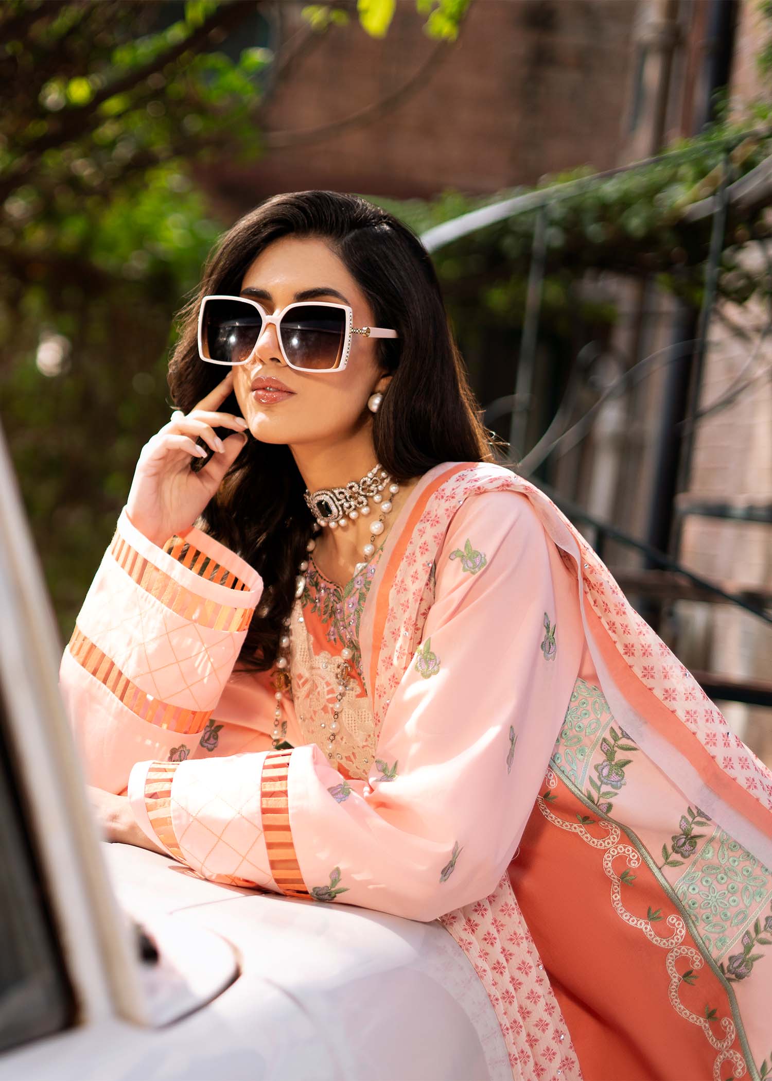 Fozia Khalid | Blossom Festive Lawn 25 | Zinnia - Official Fozia Khalid stockist in UK - Sakeena London