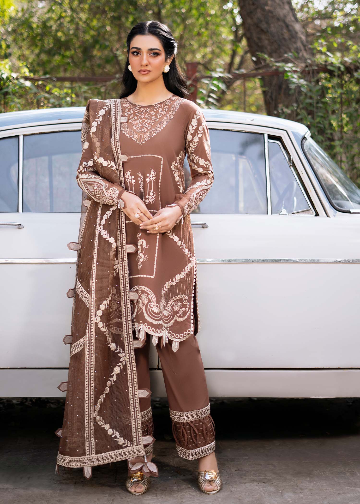 Fozia Khalid | Blossom Festive Lawn 25 | Spirea - Official Fozia Khalid stockist in UK - Sakeena London