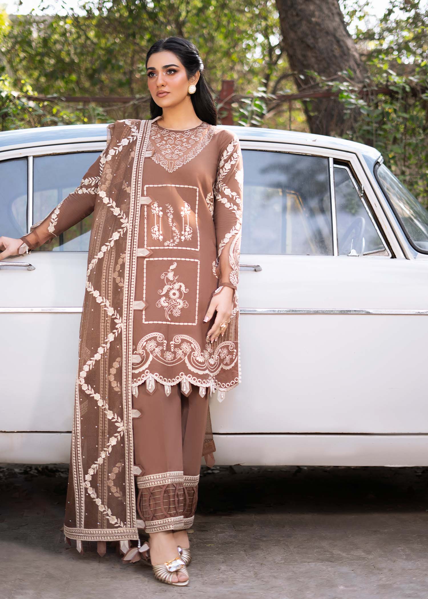 Fozia Khalid | Blossom Festive Lawn 25 | Spirea - Official Fozia Khalid stockist in UK - Sakeena London