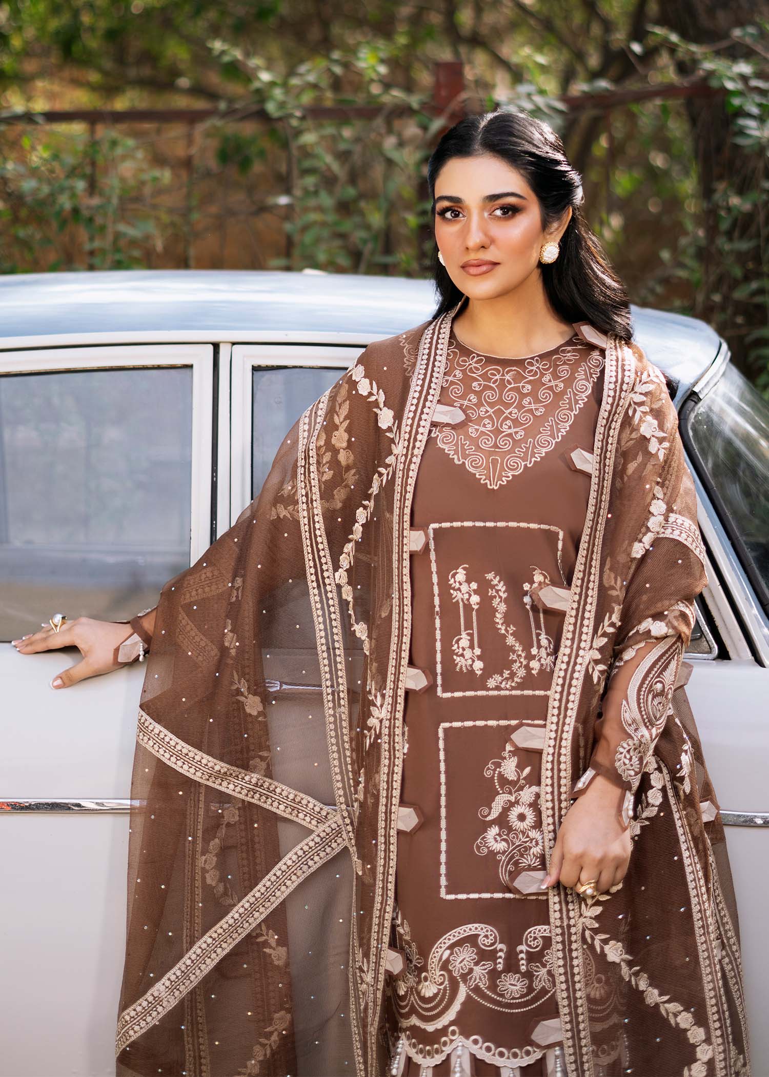 Fozia Khalid | Blossom Festive Lawn 25 | Spirea - Official Fozia Khalid stockist in UK - Sakeena London