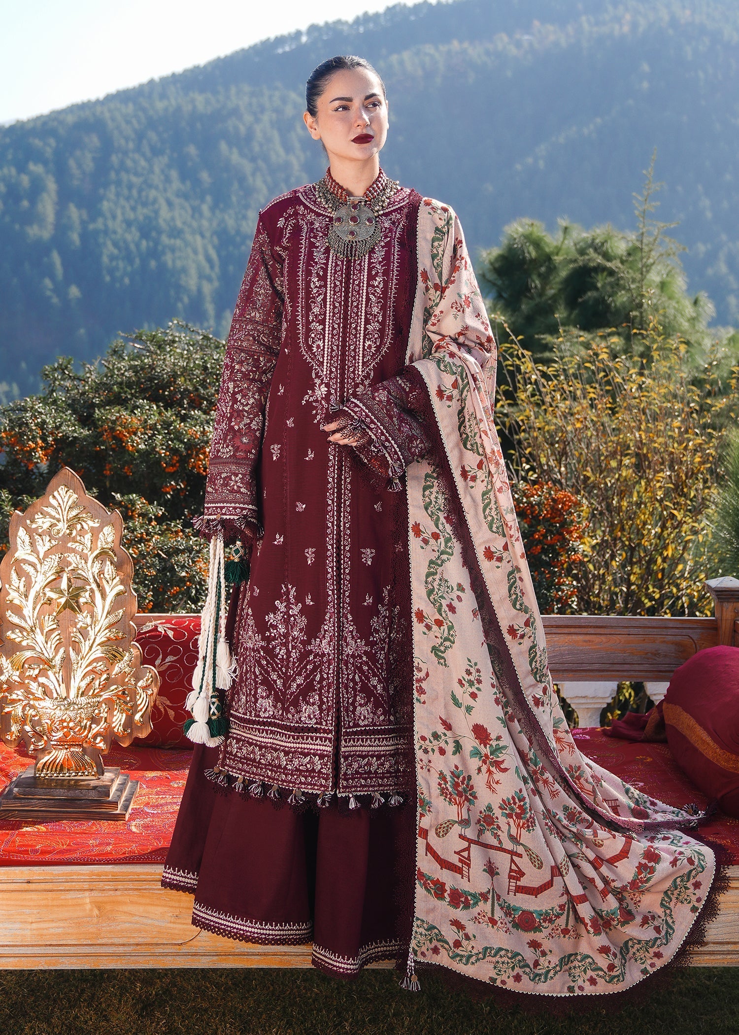 Hussain Rehar | Winter Shawl 24 | Zaran - Official Hussain Rehar stockist in UK - Sakeena London