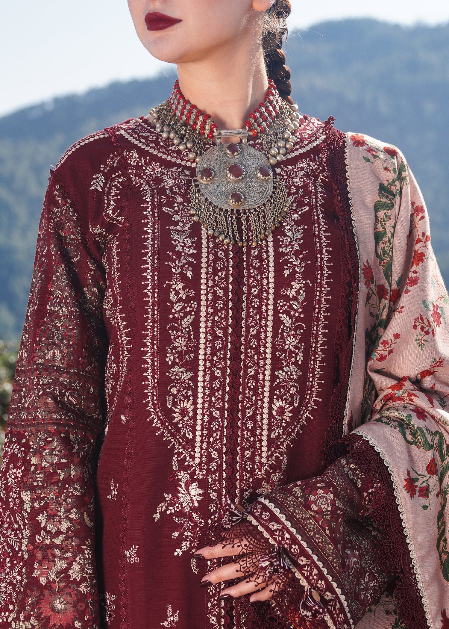 Hussain Rehar | Winter Shawl 24 | Zaran - Official Hussain Rehar stockist in UK - Sakeena London