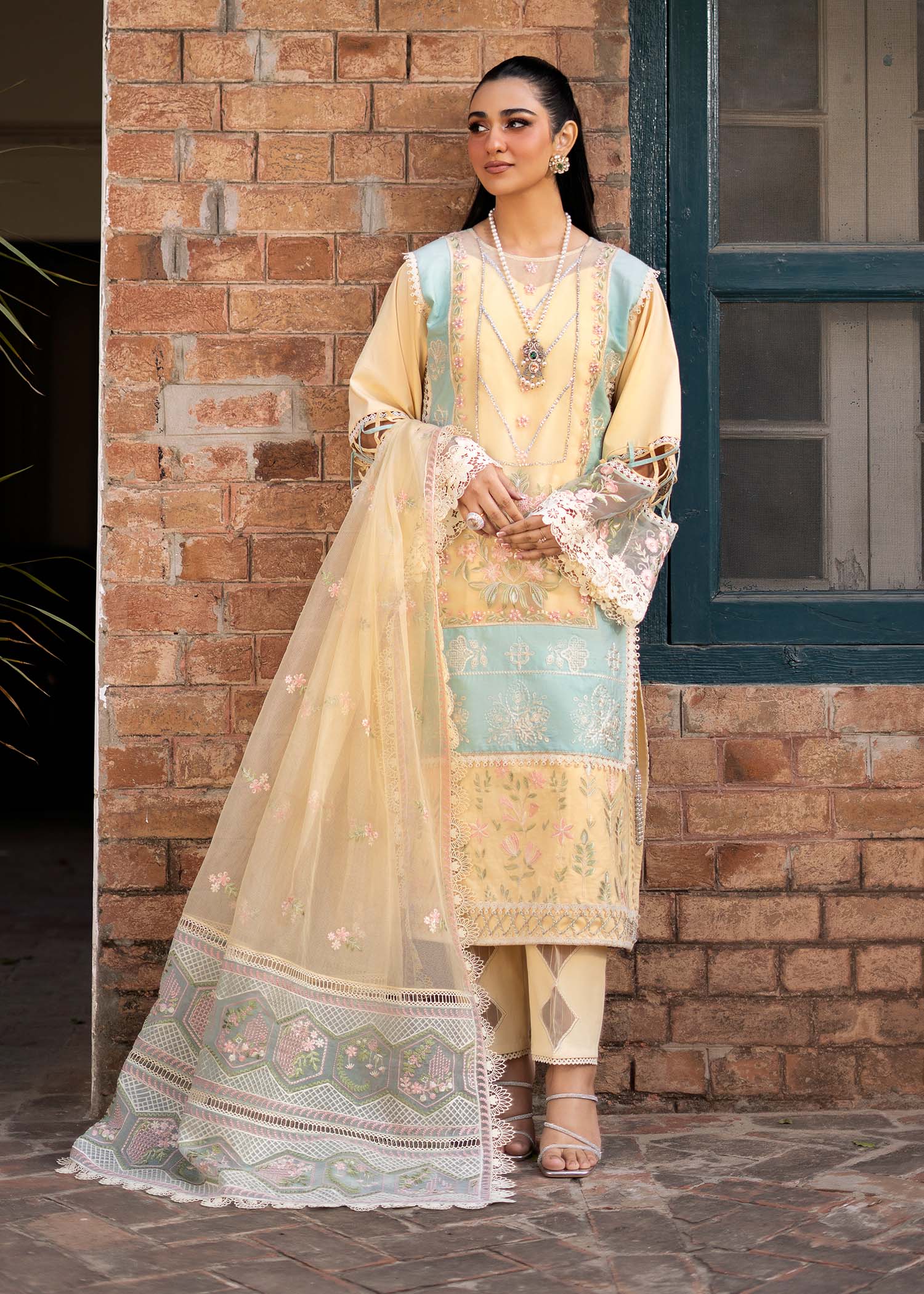Fozia Khalid | Blossom Festive Lawn 25 | Primrose - Official Fozia Khalid stockist in UK - Sakeena London
