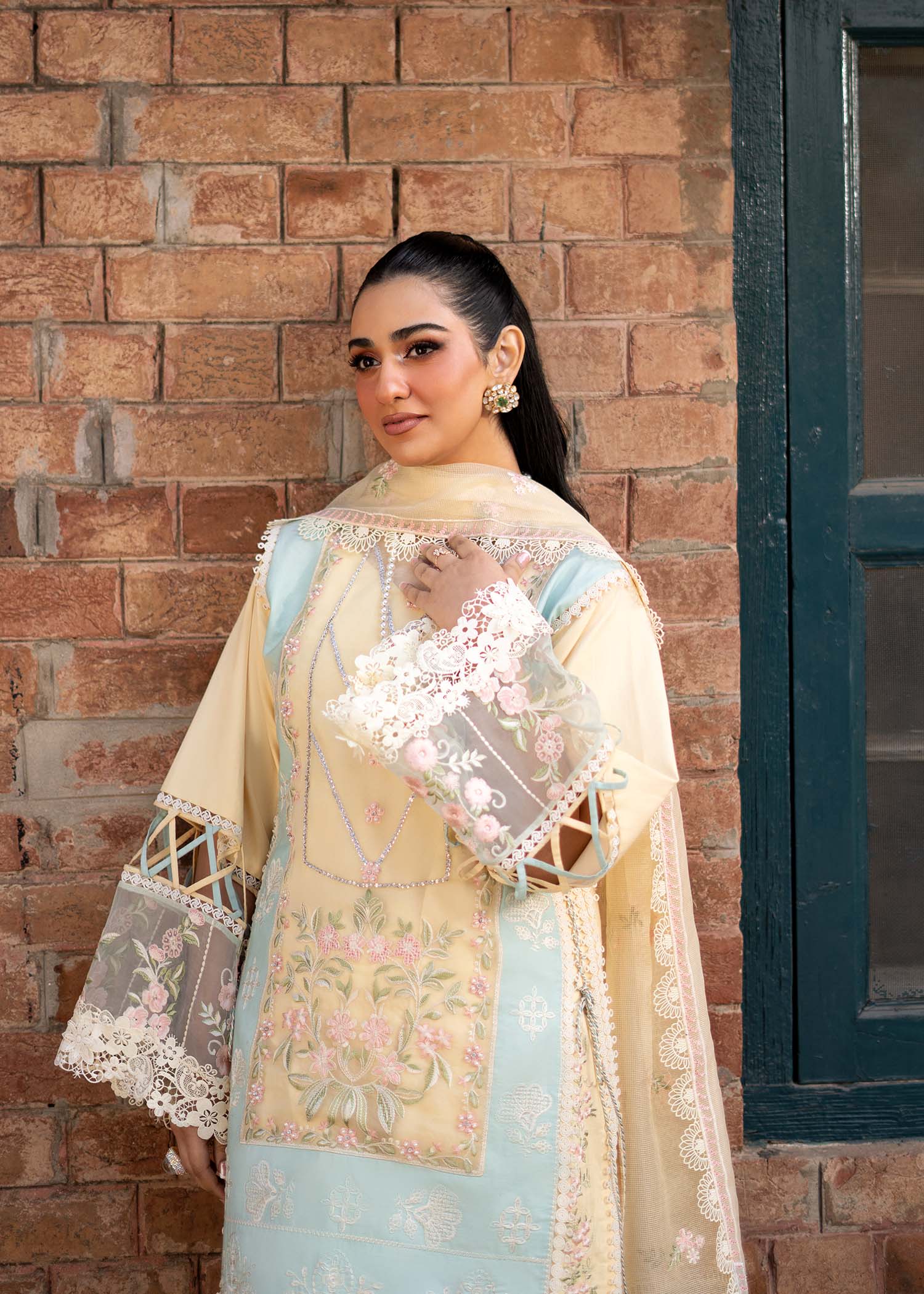 Fozia Khalid | Blossom Festive Lawn 25 | Primrose - Official Fozia Khalid stockist in UK - Sakeena London