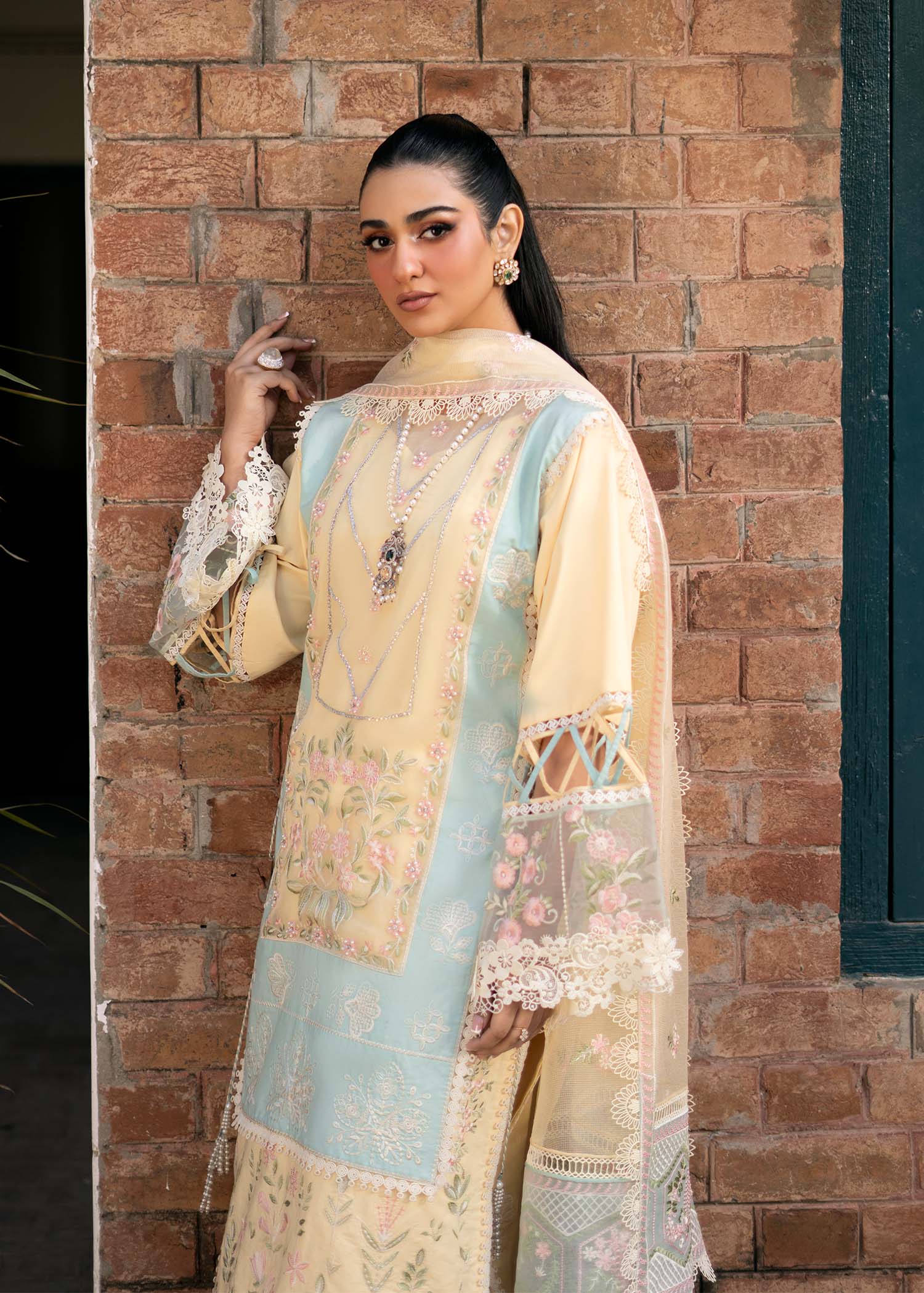 Fozia Khalid | Blossom Festive Lawn 25 | Primrose - Official Fozia Khalid stockist in UK - Sakeena London