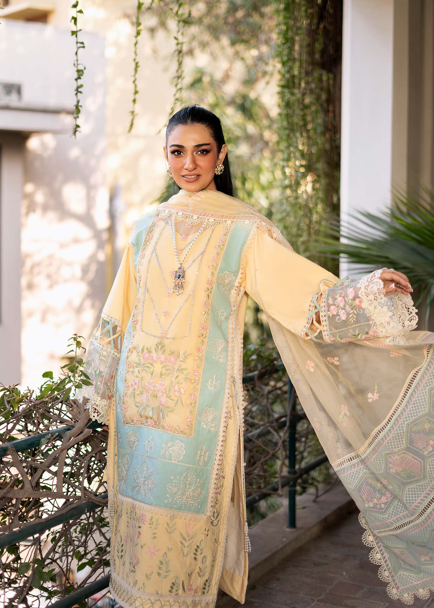 Fozia Khalid | Blossom Festive Lawn 25 | Primrose - Official Fozia Khalid stockist in UK - Sakeena London