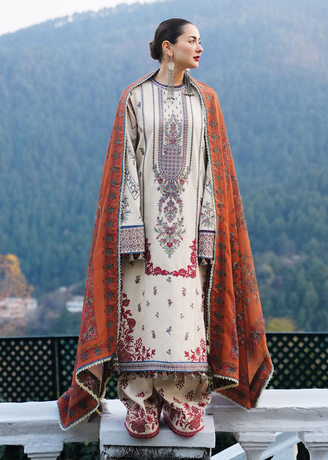 Hussain Rehar | Winter Shawl 24 | Almas - Official Hussain Rehar stockist in UK - Sakeena London