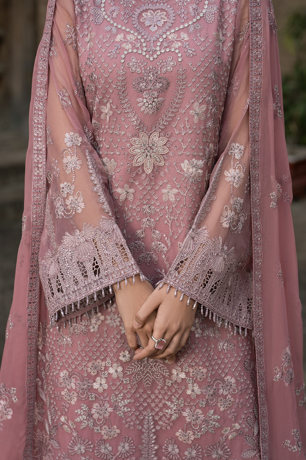 Lavish Premium | Hamsafar Luxury Chiffon | Floral Pink