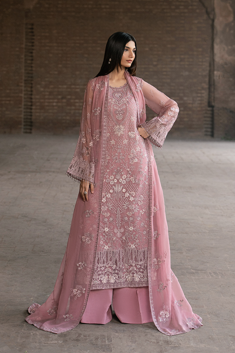 Lavish Premium | Hamsafar Luxury Chiffon | Floral Pink