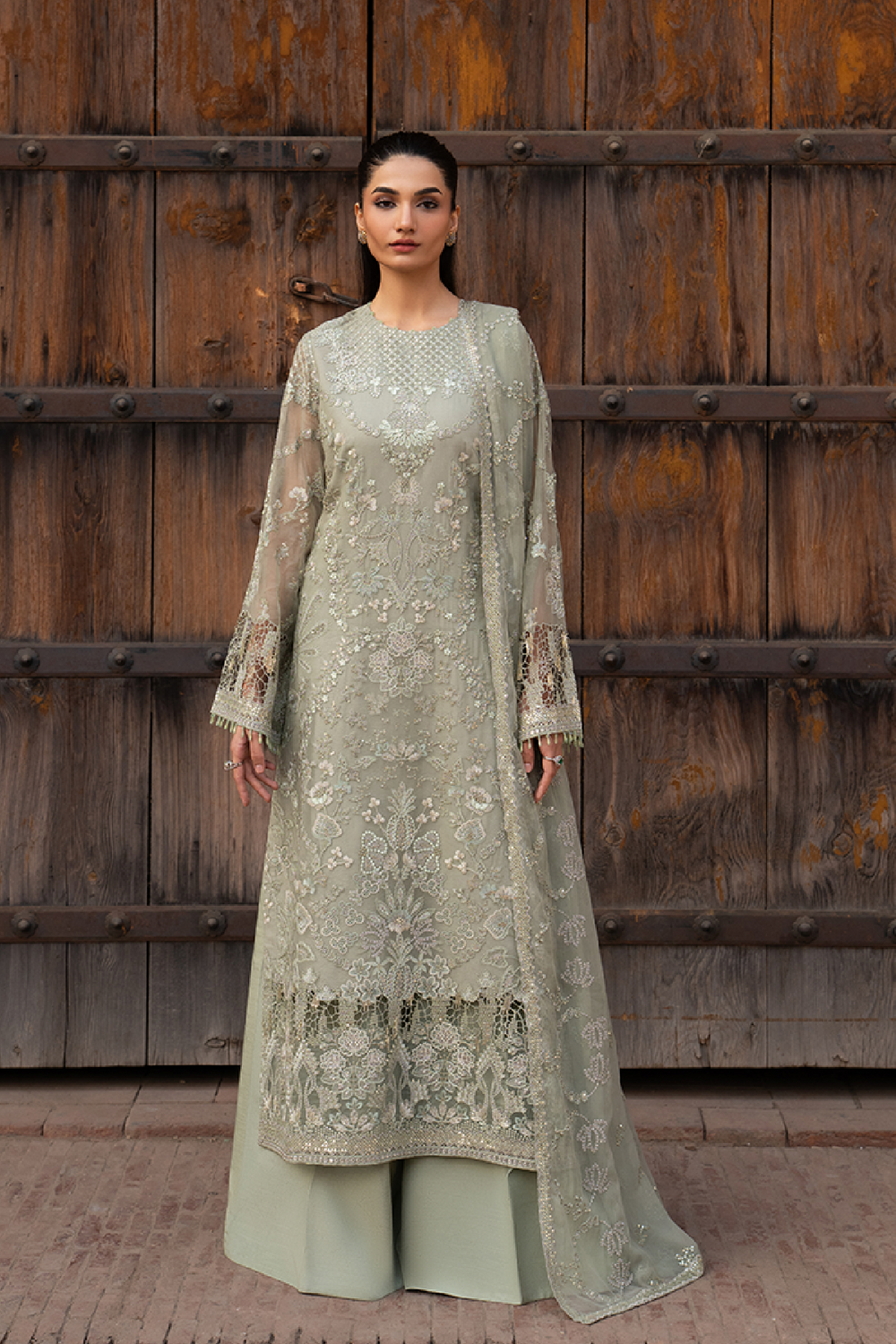 Lavish Premium | Hamsafar Luxury Chiffon | Sage Green
