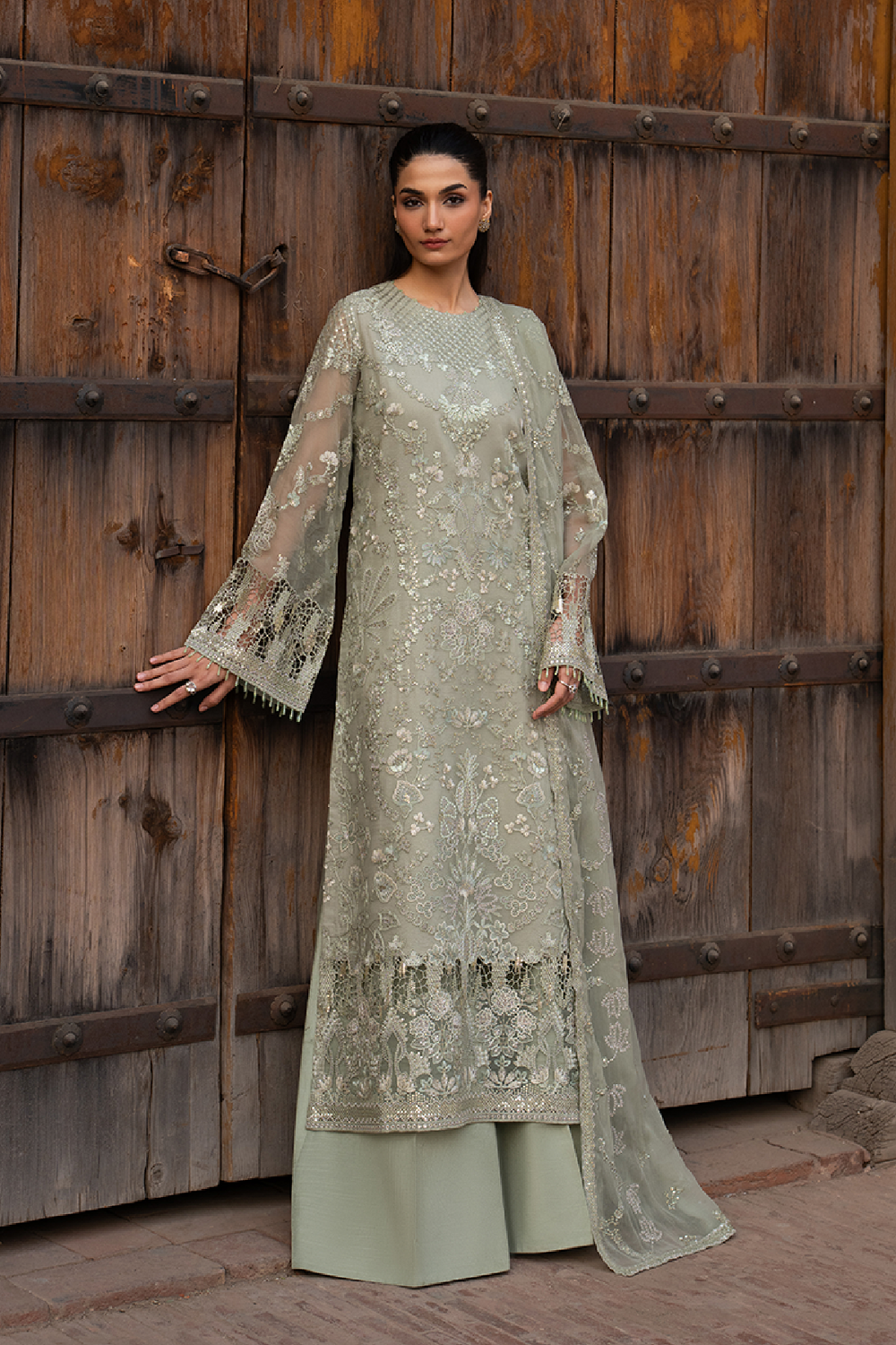 Lavish Premium | Hamsafar Luxury Chiffon | Sage Green