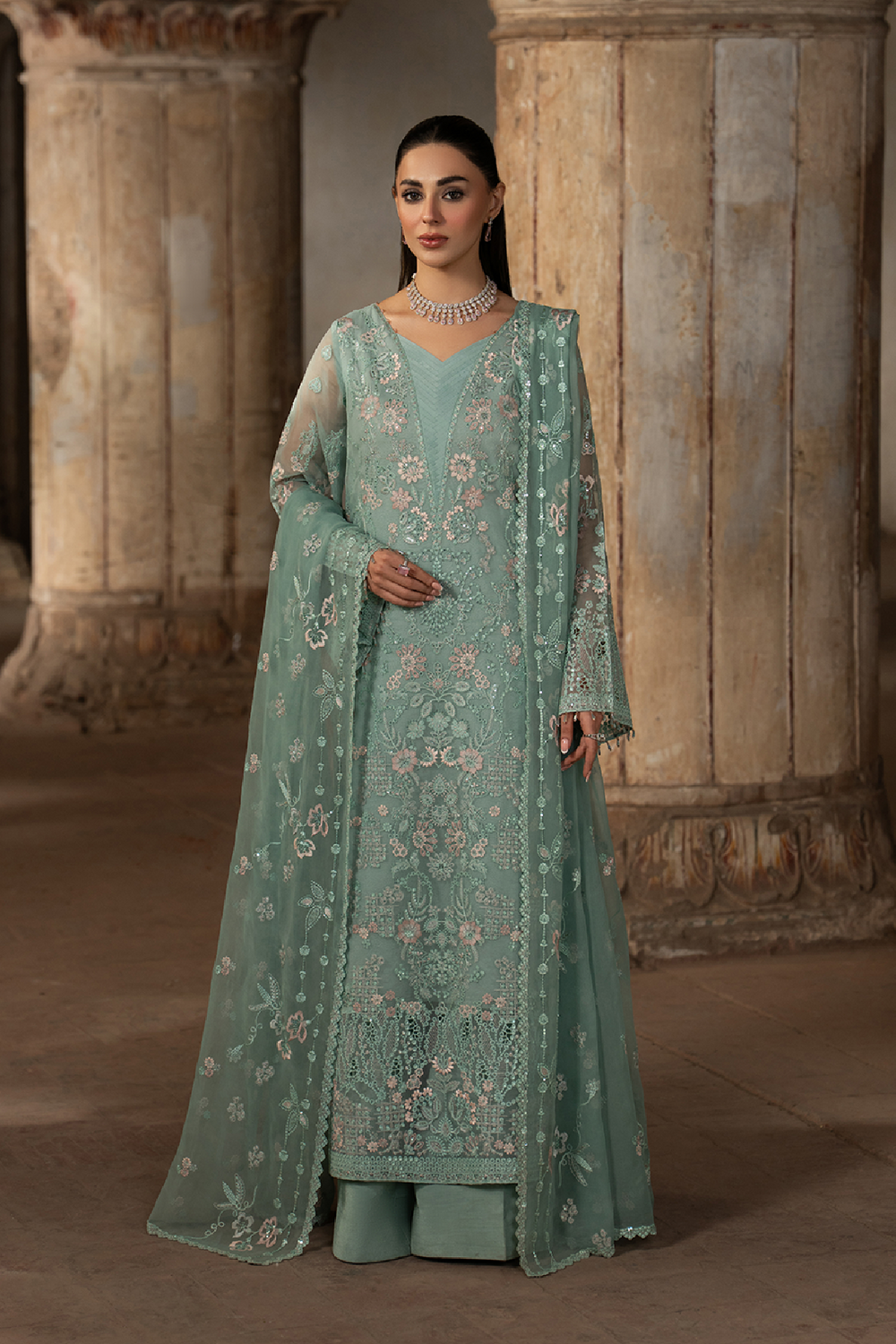 Lavish Premium | Hamsafar Luxury Chiffon | Light Aqua