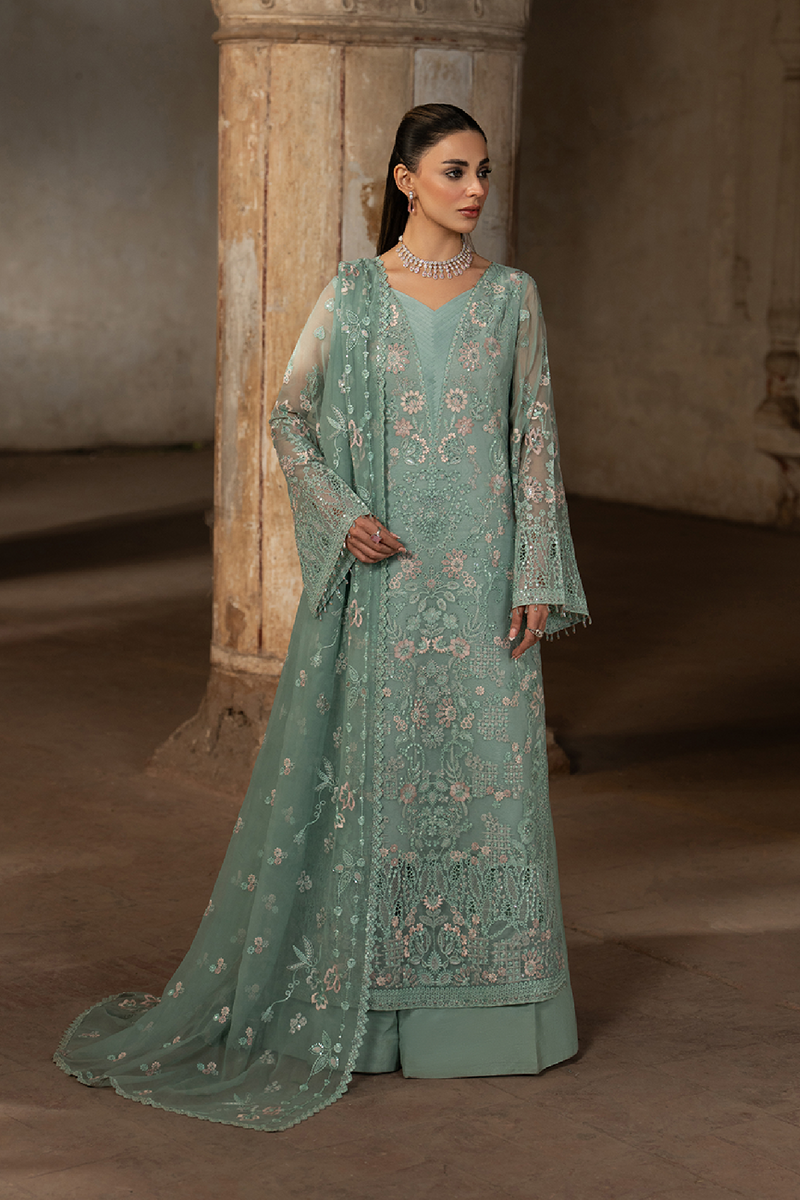 Lavish Premium | Hamsafar Luxury Chiffon | Light Aqua