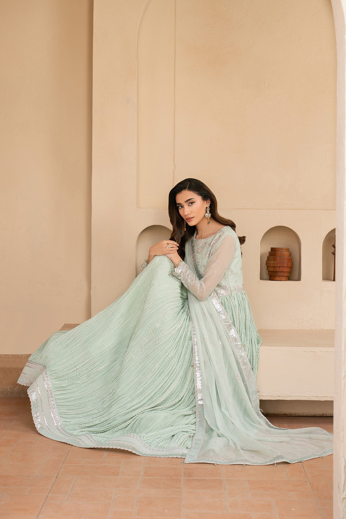 Alizeh | Ready to wear | Green Dress 3 Piece - RTW1020 - Official Alizeh stockist in UK - Sakeena London