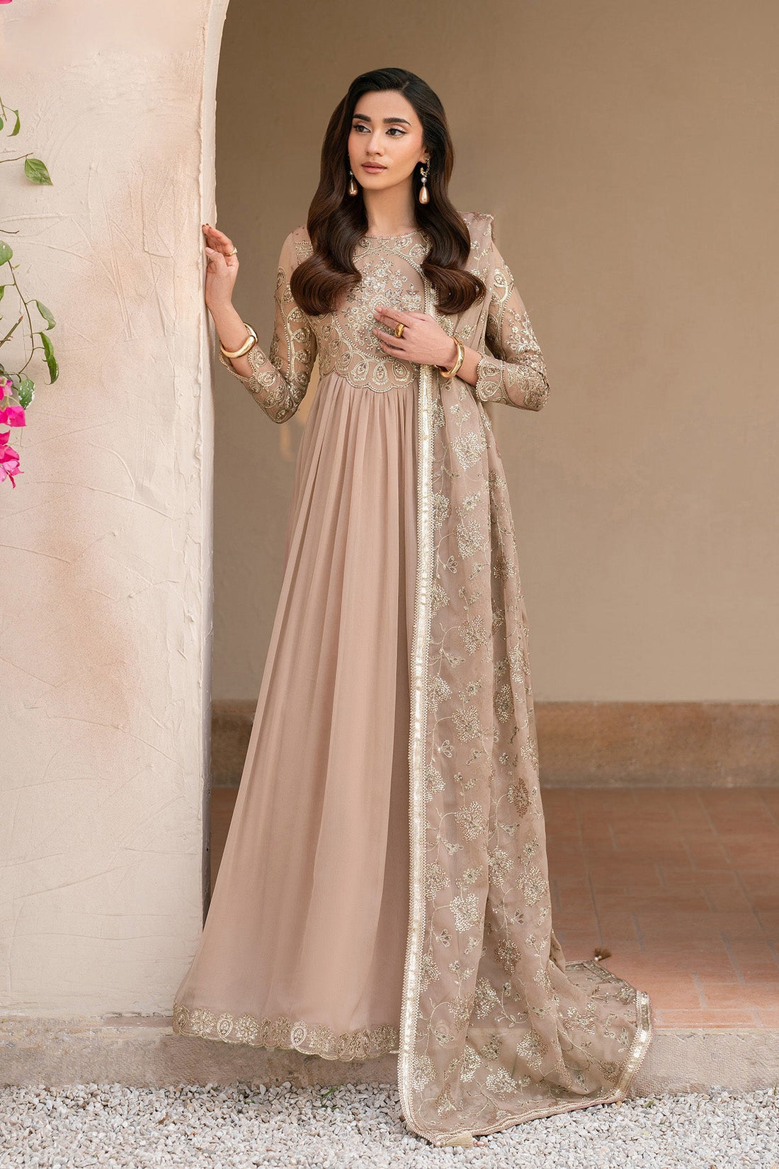 Alizeh | Ready to wear | Beige Dress 3 piece - RTW1027 - Official Alizeh stockist in UK - Sakeena London