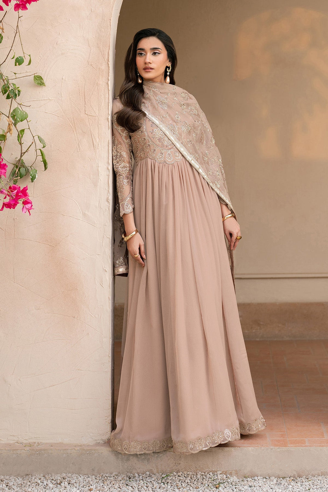 Alizeh | Ready to wear | Beige Dress 3 piece - RTW1027 - Official Alizeh stockist in UK - Sakeena London