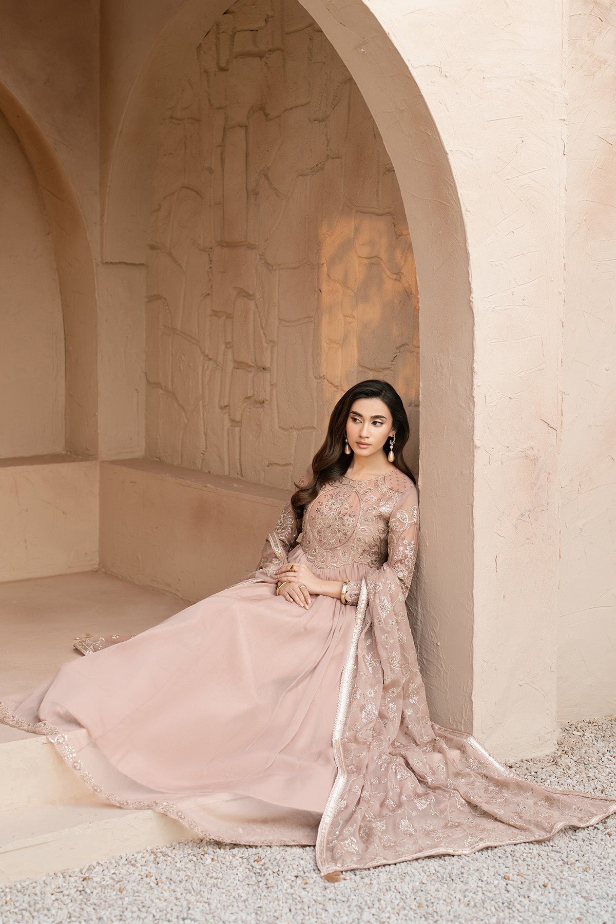 Alizeh | Ready to wear | Beige Dress 3 piece - RTW1027 - Official Alizeh stockist in UK - Sakeena London