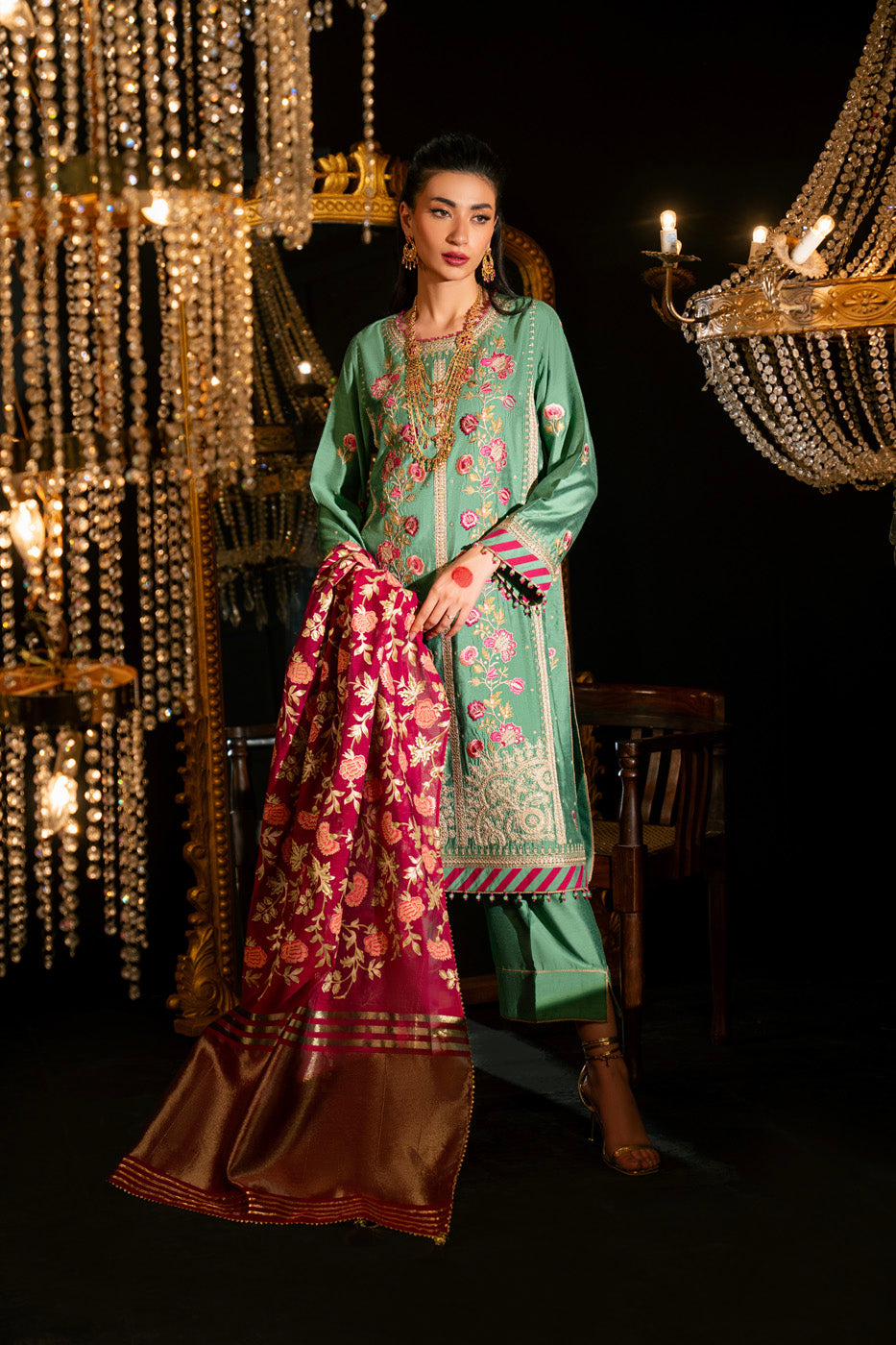 AlKaram | Festive Summer 25 | FC-9D-25-Sage - Official Alkaram stockist in UK - Sakeena London
