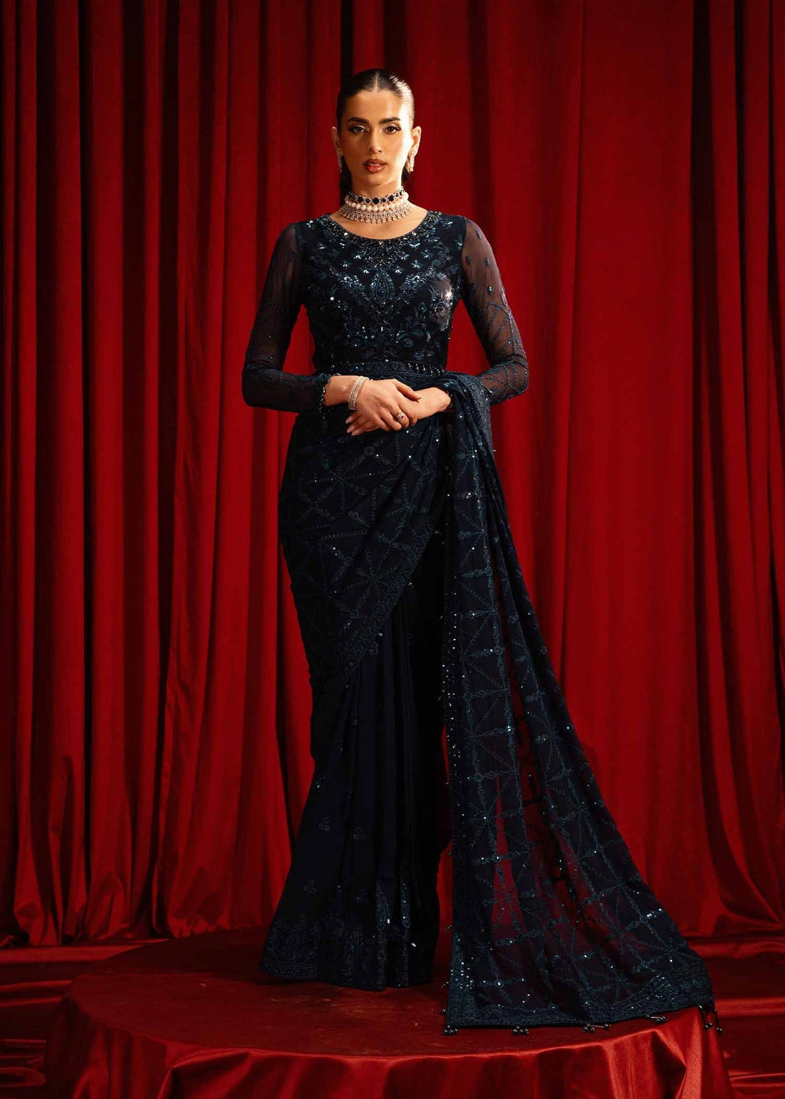 Paras by Pasha | Noor -e- Jahan Saree Collection | Neel-e-Noor - Official Paras by Pasha stockist in UK - Sakeena London