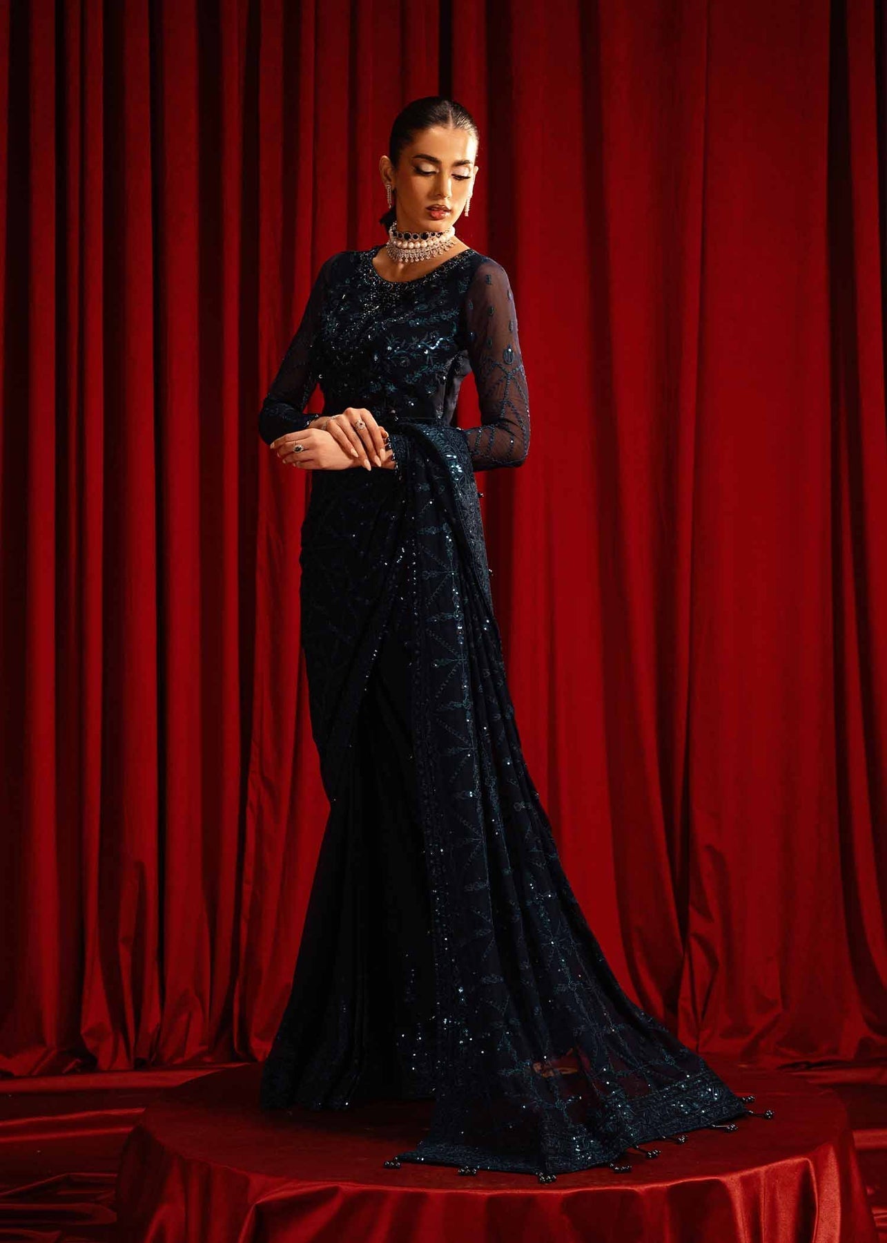 Paras by Pasha | Noor -e- Jahan Saree Collection | Neel-e-Noor - Official Paras by Pasha stockist in UK - Sakeena London