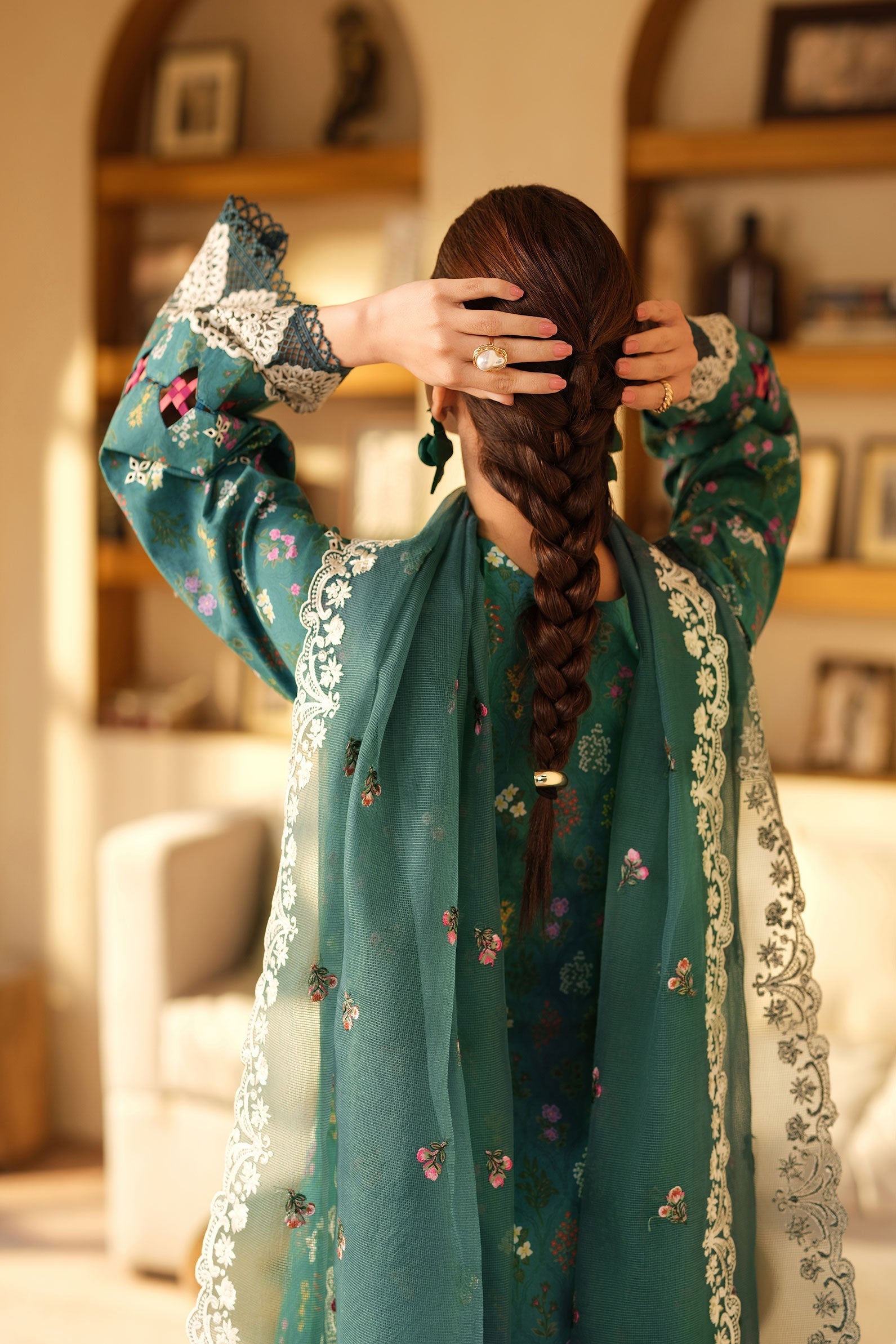 Maryam Hussain | Luxury Lawn 25 | Seashell - Official Maryam Hussain stockist in UK - Sakeena London